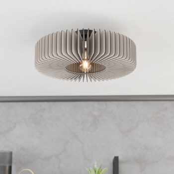 Stropné svietidlo Palombaia, biele, Ø 50 cm, oceľ/drevo, E27