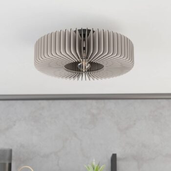 Stropné svietidlo Palombaia, biele, Ø 50 cm, oceľ/drevo, E27