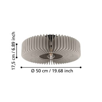 Stropné svietidlo Palombaia, biele, Ø 50 cm, oceľ/drevo, E27