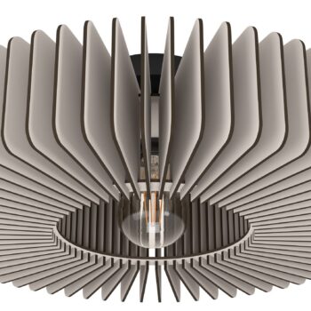 Stropné svietidlo Palombaia, biele, Ø 50 cm, oceľ/drevo, E27