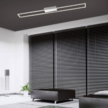 Stropné svietidlo Paul Neuhaus LED Inigo, oceľová farba, dĺžka 110 cm