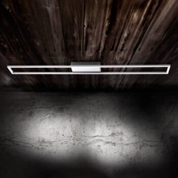 Stropné svietidlo Paul Neuhaus LED Inigo, oceľová farba, dĺžka 110 cm