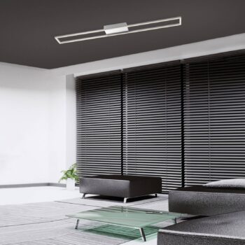 Stropné svietidlo Paul Neuhaus LED Inigo, oceľová farba, dĺžka 110 cm