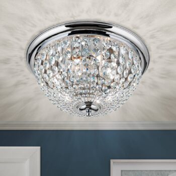 Stropné svietidlo Plafond, chróm/transparentné, Ø 47 cm