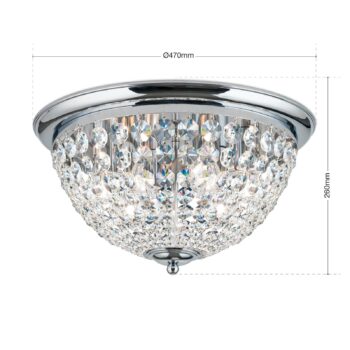 Stropné svietidlo Plafond, chróm/transparentné, Ø 47 cm