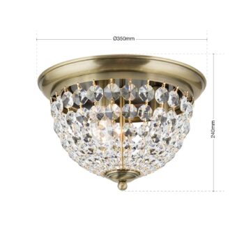 Stropné svietidlo Plafond, patina/priehľadné, Ø 35 cm
