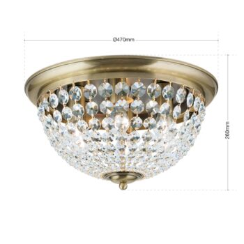 Stropné svietidlo Plafond, patina/priehľadné, Ø 47 cm