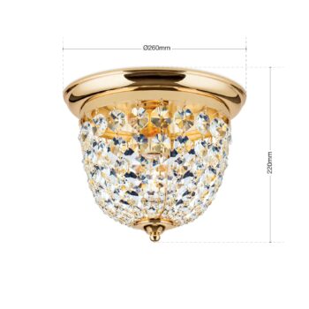 Stropné svietidlo Plafond, zlaté/priehľadné, Ø 26 cm