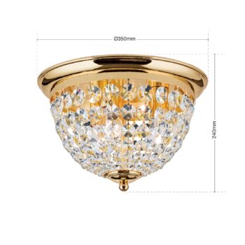 Stropné svietidlo Plafond, zlaté/priehľadné, Ø 35 cm