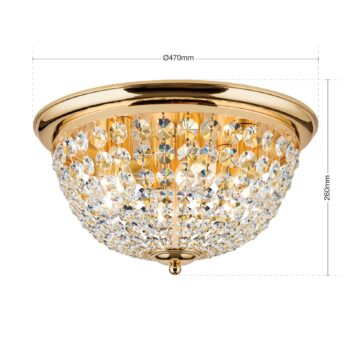 Stropné svietidlo Plafond, zlaté/priehľadné, Ø 47 cm