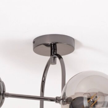 Stropné svietidlo Portemo, dymová sivá/niklová, 83x74 cm, 4-osvetľovacie sklo