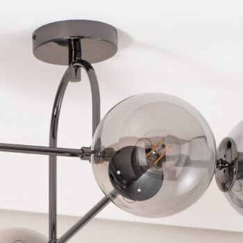 Stropné svietidlo Portemo, dymová sivá/niklová, 83x74 cm, 4-osvetľovacie sklo