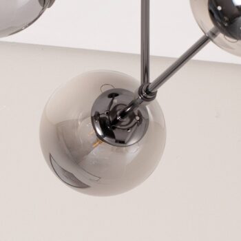 Stropné svietidlo Portemo, dymová sivá/niklová, 83x74 cm, 4-osvetľovacie sklo