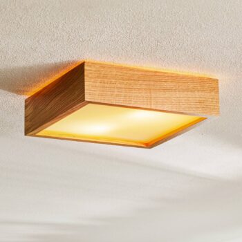 Stropné svietidlo Quatro DR drevený rám, 30,5 cm