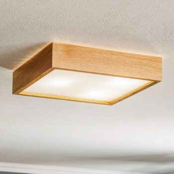 Stropné svietidlo Quatro DR drevený rám, 38,5 cm