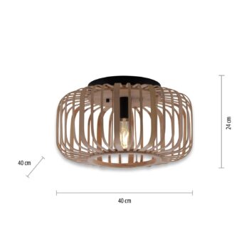 Stropné svietidlo Racoon z dreva, hrubé vzpery, Ø 42 cm