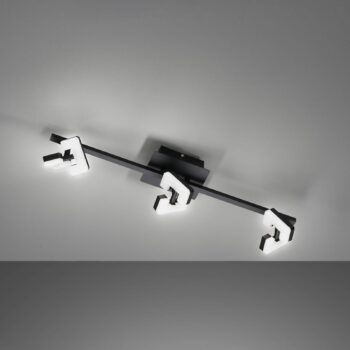 Stropné svietidlo Ray LED, 60 cm, 3 svetlá, čierne, kov