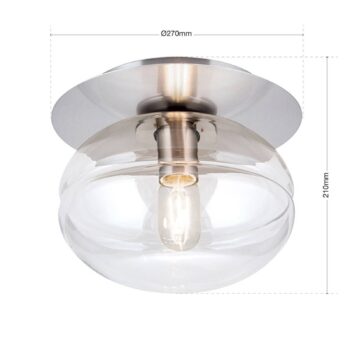 Stropné svietidlo Richard, kov chróm, sklo číre