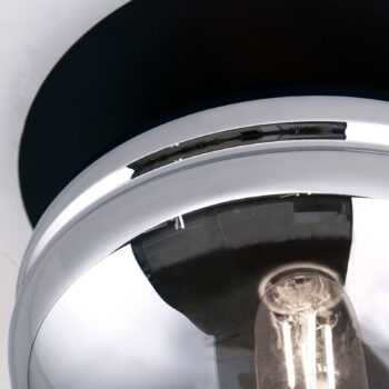 Stropné svietidlo Richard, kov čierny, sklo dymové