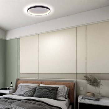 Stropné svietidlo Ringlede LED, čierne, výška 6 cm, Ø 28 cm