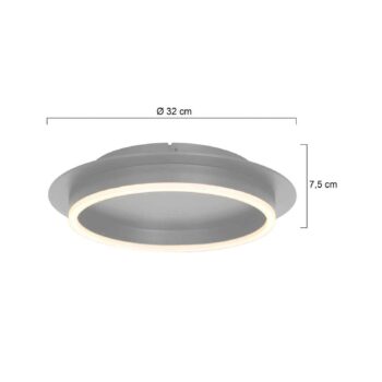 Stropné svietidlo Ringlux LED, oceľová farba, Ø 32 cm, kov