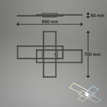 Stropné svietidlo Roami LED, 104x71 cm, hliník-chróm, CCT