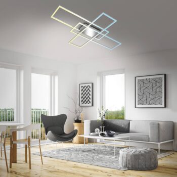 Stropné svietidlo Roami LED, 104x71 cm, hliník-chróm, CCT