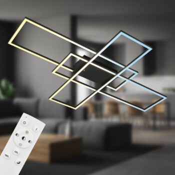 Stropné svietidlo Roami LED, 104x71cm, čierne, CCT, diaľkové ovládanie