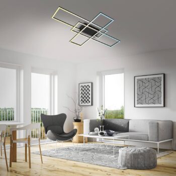 Stropné svietidlo Roami LED, 104x71cm, čierne, CCT, diaľkové ovládanie