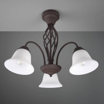 Stropné svietidlo Rustica, hrdzavá farba, 3-pl.