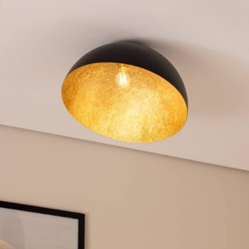 Stropné svietidlo Sfera, Ø 50 cm, čierne/zlaté