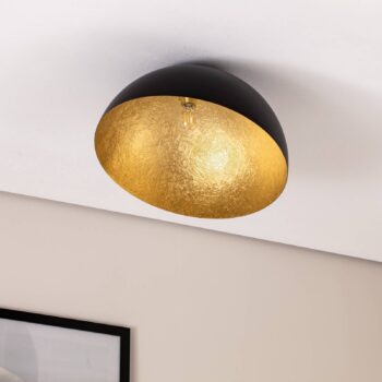 Stropné svietidlo Sfera, Ø 50 cm, čierne/zlaté