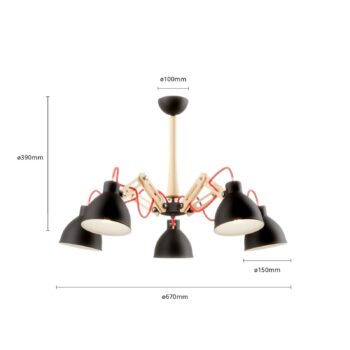 Stropné svietidlo Skansen 5-pl. nastaviteľné čierne