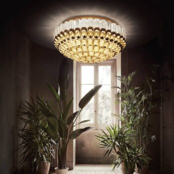 Stropné svietidlo Slamp Odeon, zlaté, Ø 102 cm