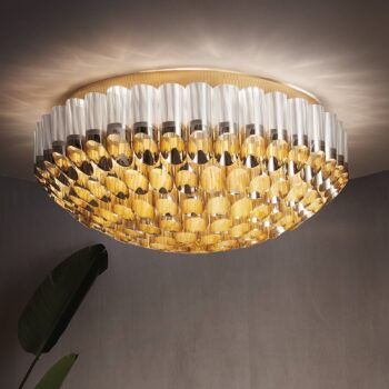 Stropné svietidlo Slamp Odeon, zlaté, Ø 102 cm