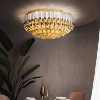 Stropné svietidlo Slamp Odeon, zlaté, Ø 102 cm