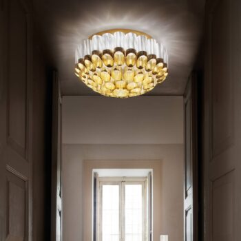 Stropné svietidlo Slamp Odeon, zlaté, Ø 65 cm