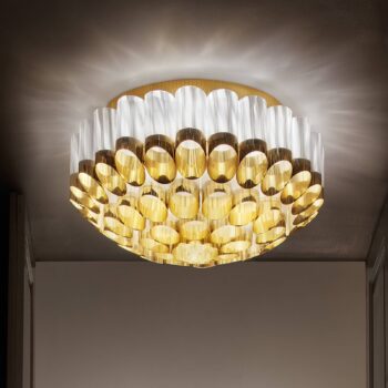 Stropné svietidlo Slamp Odeon, zlaté, Ø 65 cm