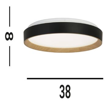 Stropné svietidlo Sorrento dekor čierna/drevo Ø 38 cm Diaľkové ovládanie