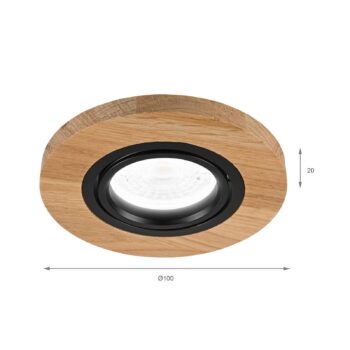 Stropné svietidlo Tobby, Ø 10 cm, sada 3 ks, dubové drevo GU10