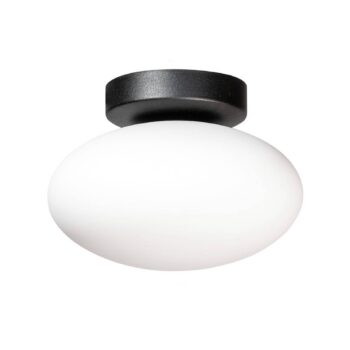 Stropné svietidlo Ufo, čierne/biele, Ø 18 cm, sklo, G9