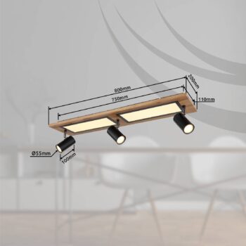 Stropné svietidlo Ulla s LED diódami, 5 svetiel, 80x20cm