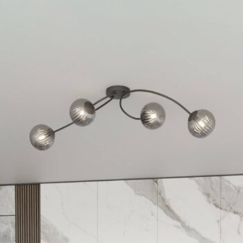 Stropné svietidlo Vibra, dymovo sivé/čierne, dĺžka 110 cm, 4 svetlá.