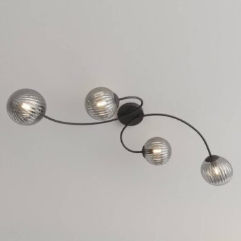 Stropné svietidlo Vibra, dymovo sivé/čierne, dĺžka 110 cm, 4 svetlá.