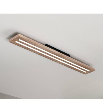 Stropné svietidlo Woody LED, dĺžka 80 cm, dub/čierna, 3 000 K