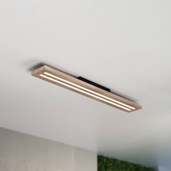 Stropné svietidlo Woody LED, dĺžka 80 cm, dub/čierna, 3 000 K