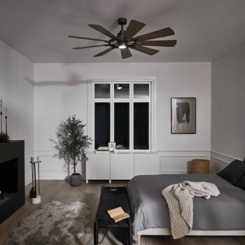 Stropný LED ventilátor Gentry biela/orech tmavá