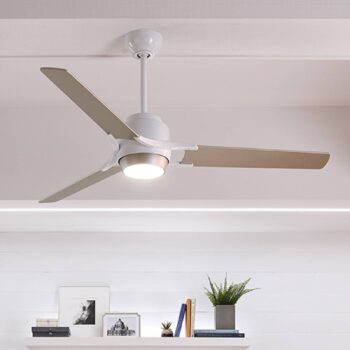 Stropný LED ventilátor Zeus 3 bielo-strieborná