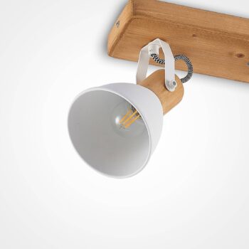 Stropný bod Lindby Merela, biely, 28 cm, 2 svetlá, drevo, E14