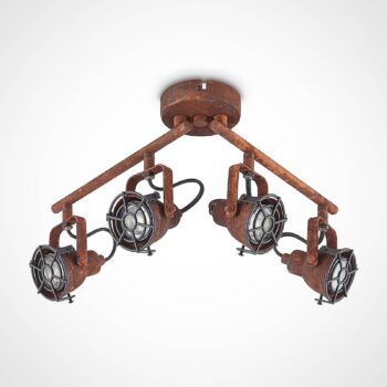 Stropný bod Lindby Scabra, 63 cm, hrdzavohnedý, 4 svetlá, kov